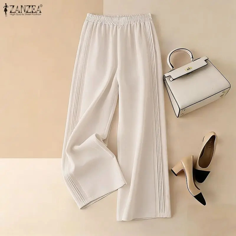 Women Casual Elastic Waist Pants ZANZEA 2026