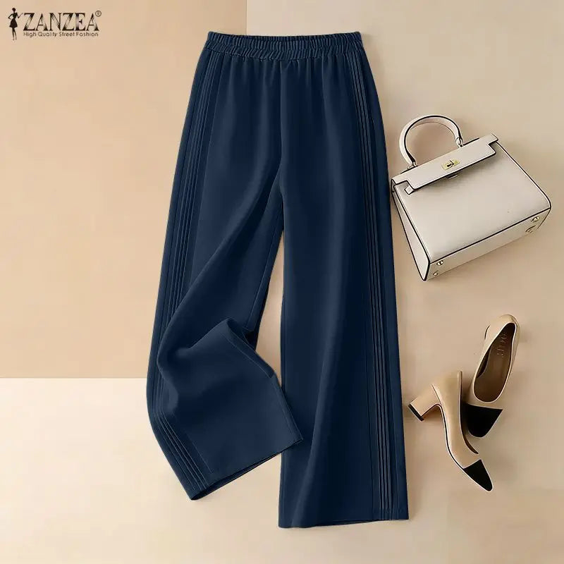 Women Casual Elastic Waist Pants ZANZEA 2026