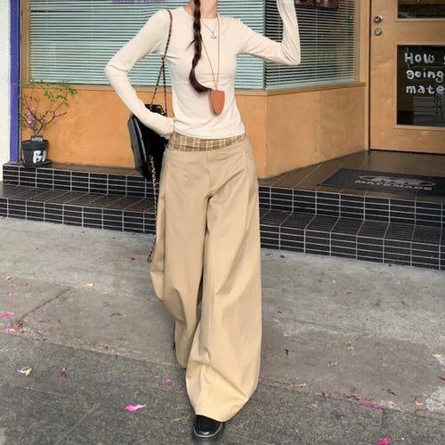 American Retro Khaki Casual Pants for Women