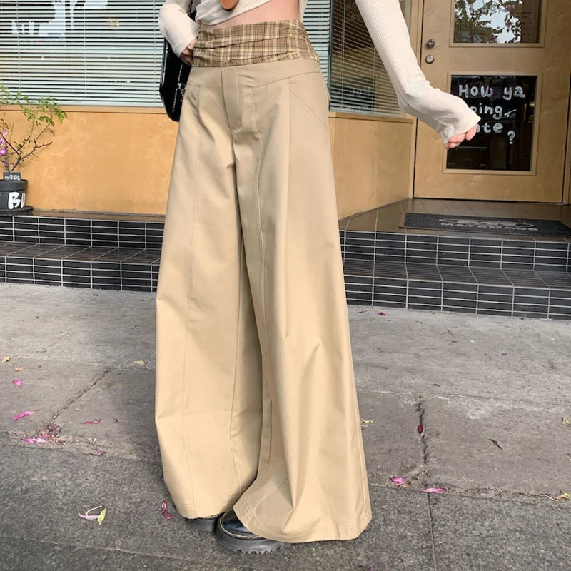American Retro Khaki Casual Pants for Women